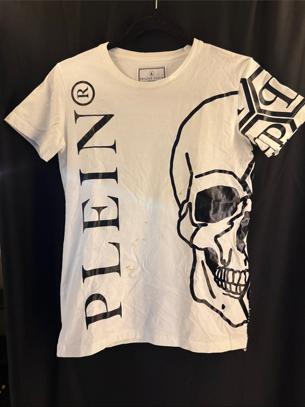 Philipp Plein White and Black Skull Graphic Tee